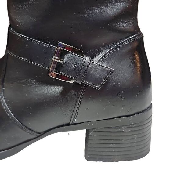 Khombu Women's Black Side Zip Buckle Faux Fur Lining Heeled Ankle Boots Size 9 - Picture 9 of 14